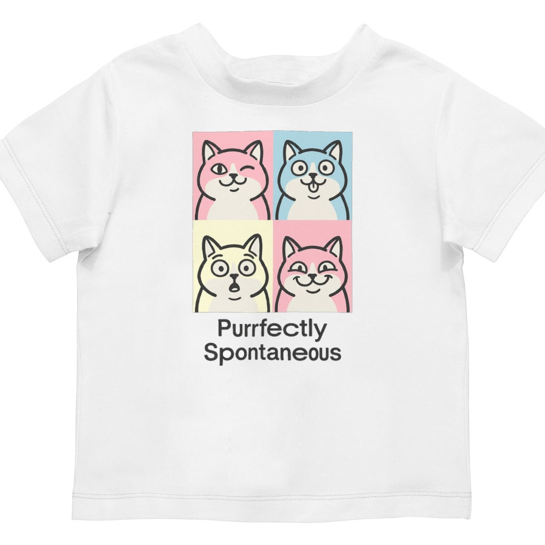 Pastel Pop Art Kitten Grid Kids Tee — lifestyle photo