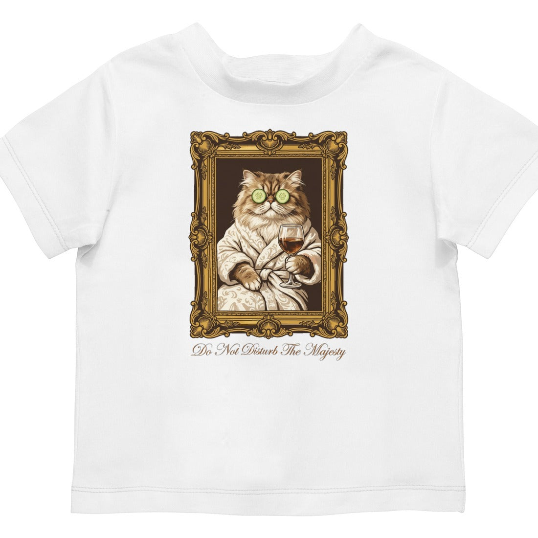 Royal Feline Spa Day Portrait Kids Tee — lifestyle photo