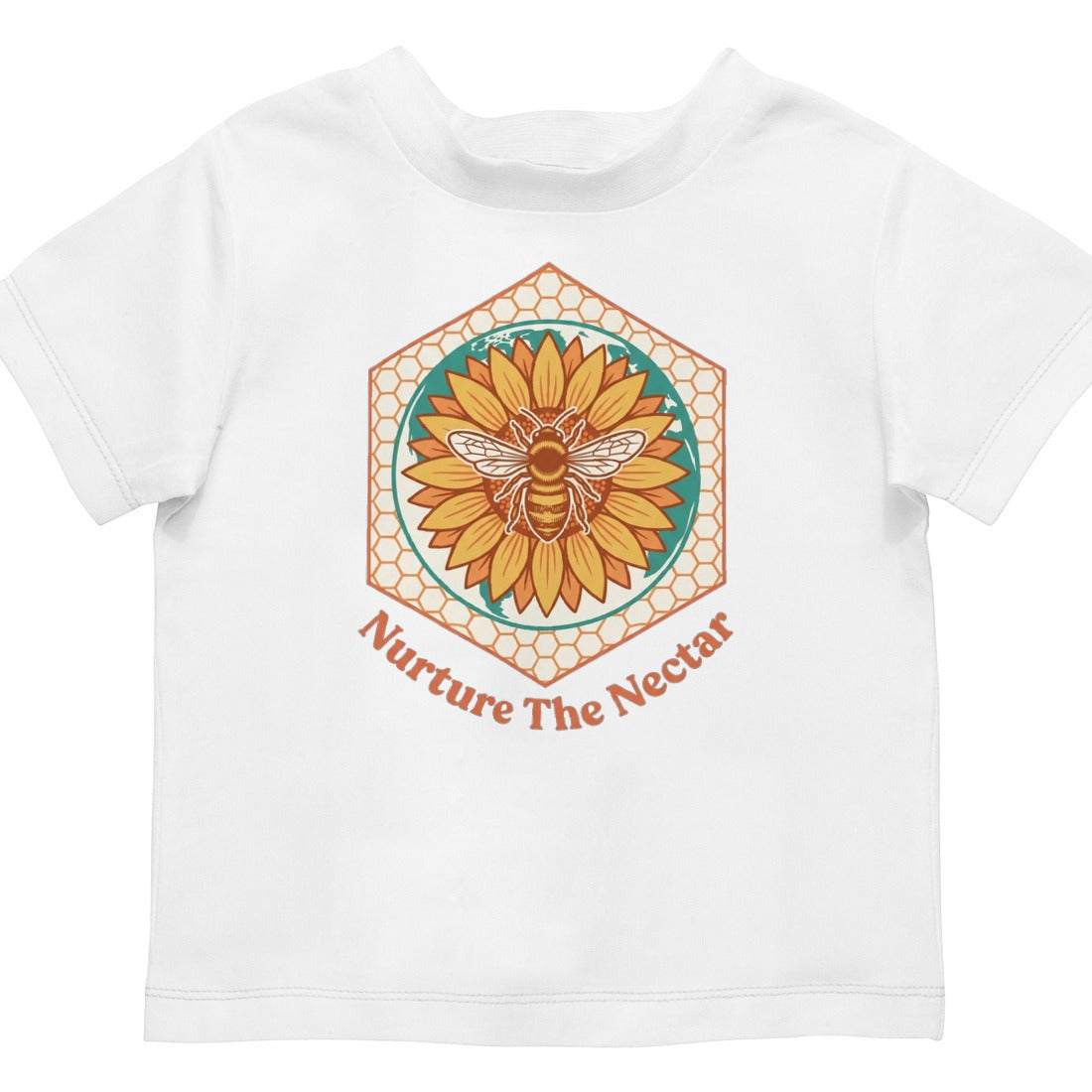 Nurture The Nectar Sunflower Hexagon Kids Tee — lifestyle photo