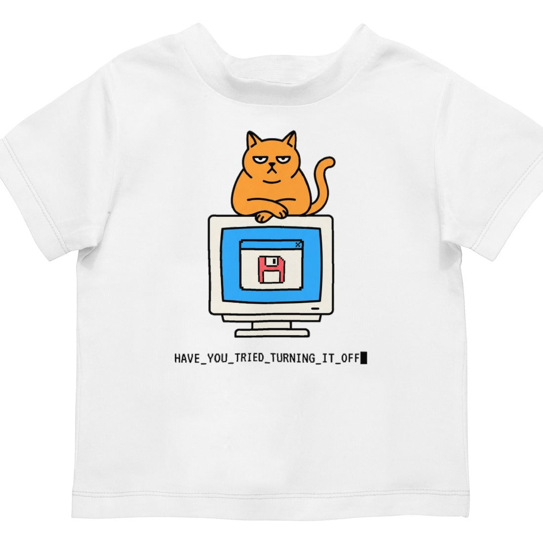 Did You Try Turning It Off Cat Tee Kids Tee — lifestyle photo