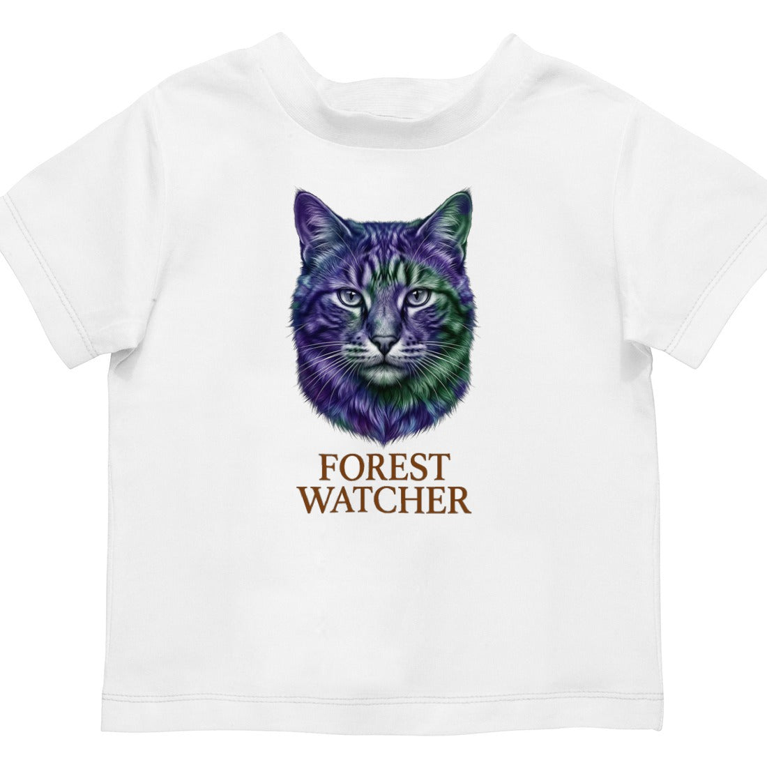 Mystical Mountain Cat Stare Tie-Dye Kids Tee — lifestyle photo
