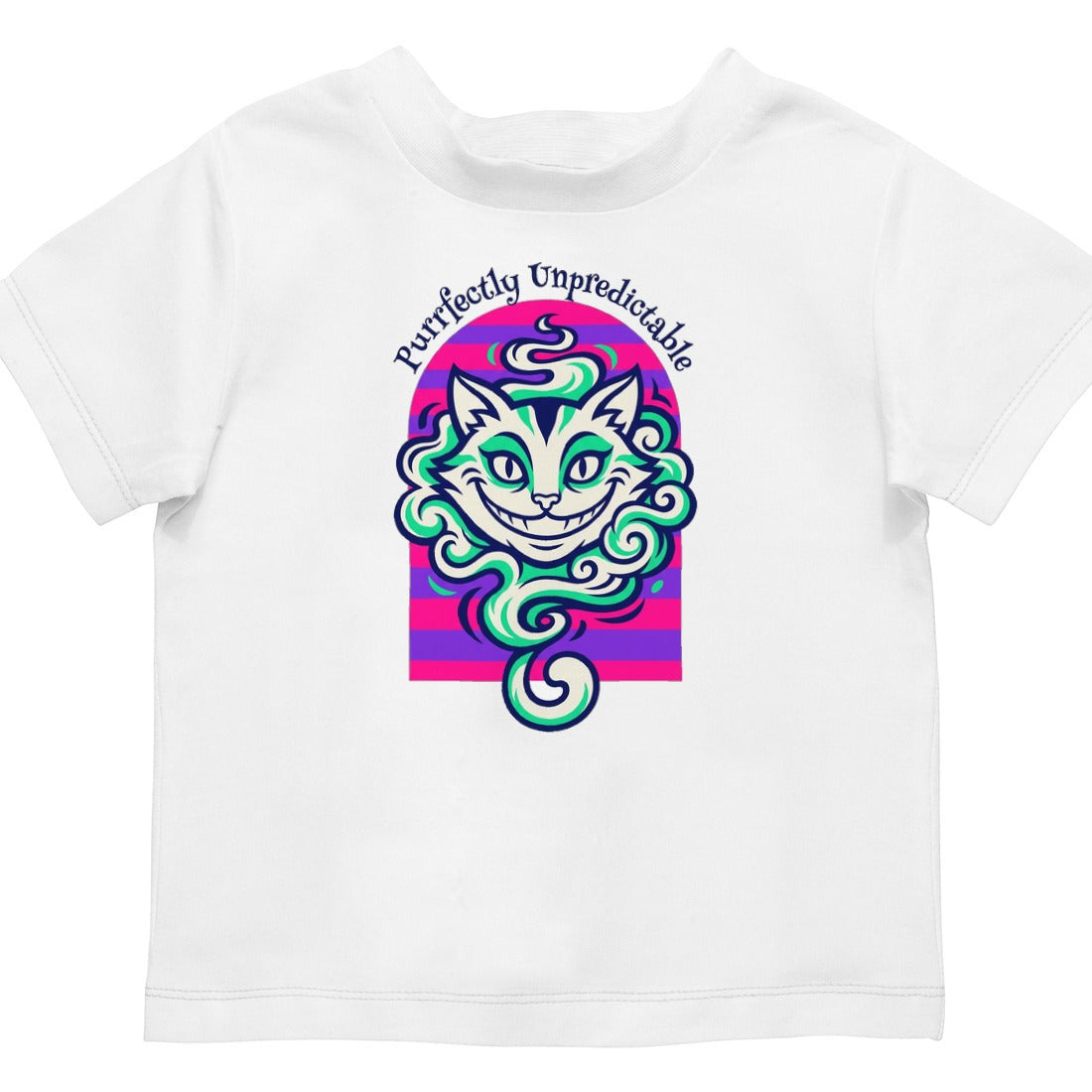 Unpredictable Trickster Striped Cat Tee Kids Tee — lifestyle photo