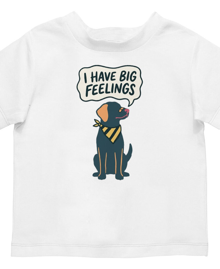 Spicy Rescue Club Big Feelings Kids Tee — lifestyle photo