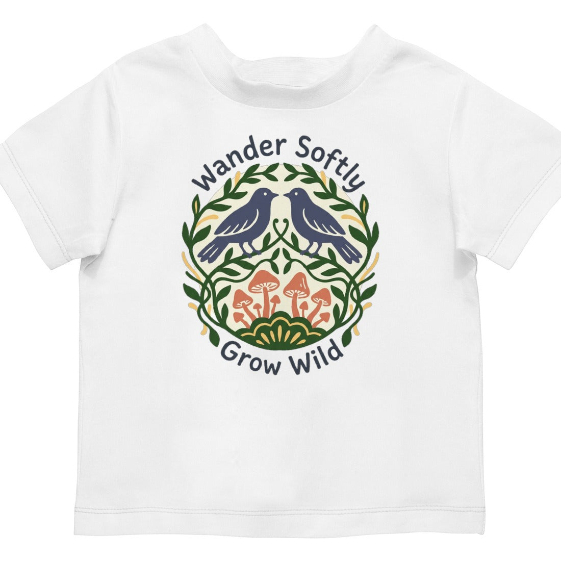 Forest Harmony Folk Art Crest Kids Tee — lifestyle photo