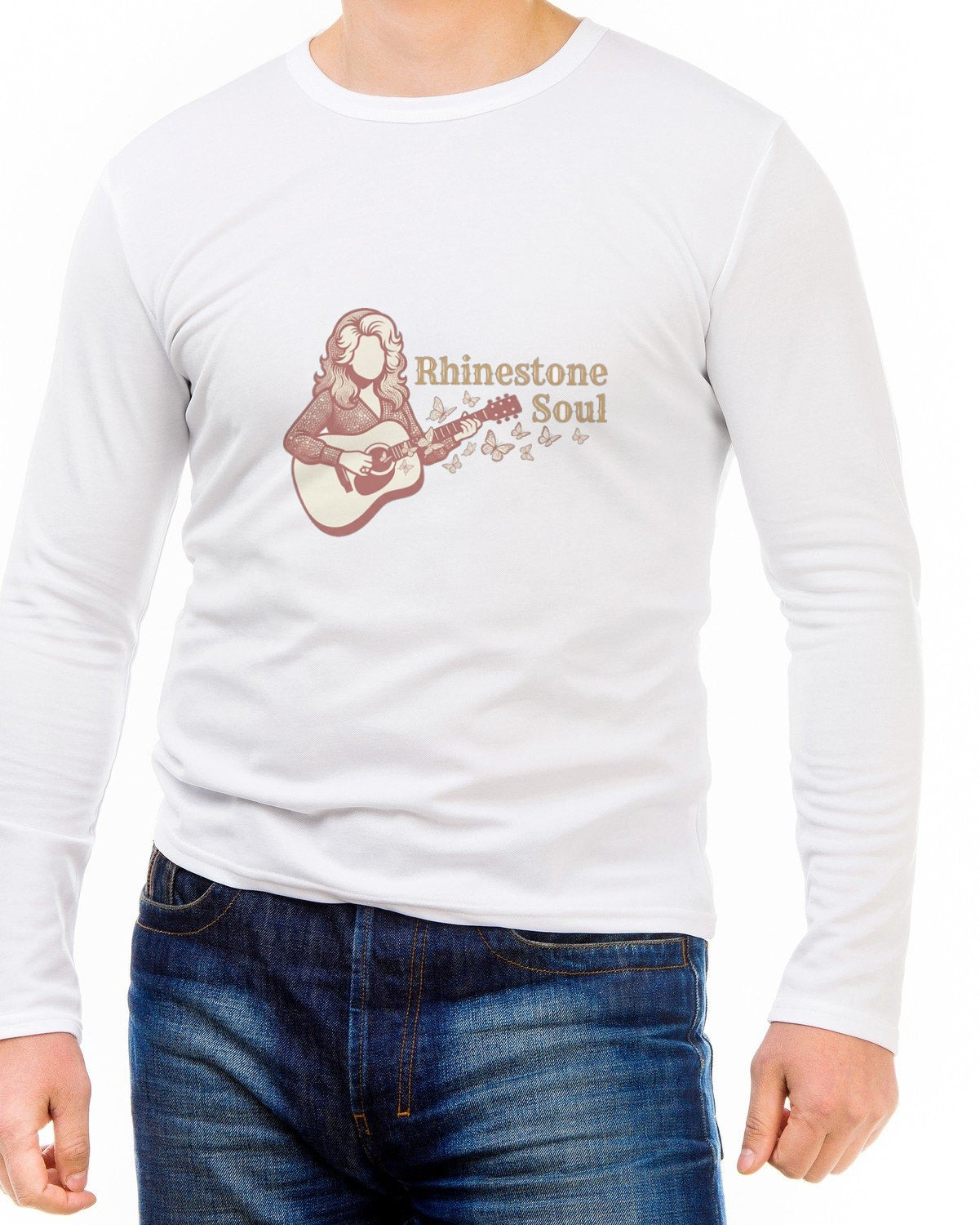 Rhinestone Queen Butterfly Silhouette Long Sleeve — lifestyle photo