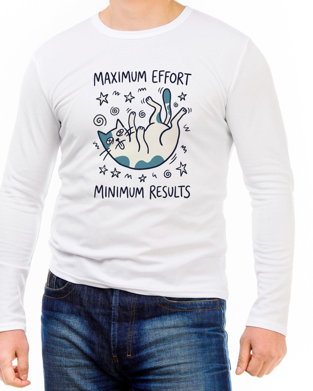 Maximum Effort Minimum Results Wobbly Cat Long Sleeve — lifestyle photo