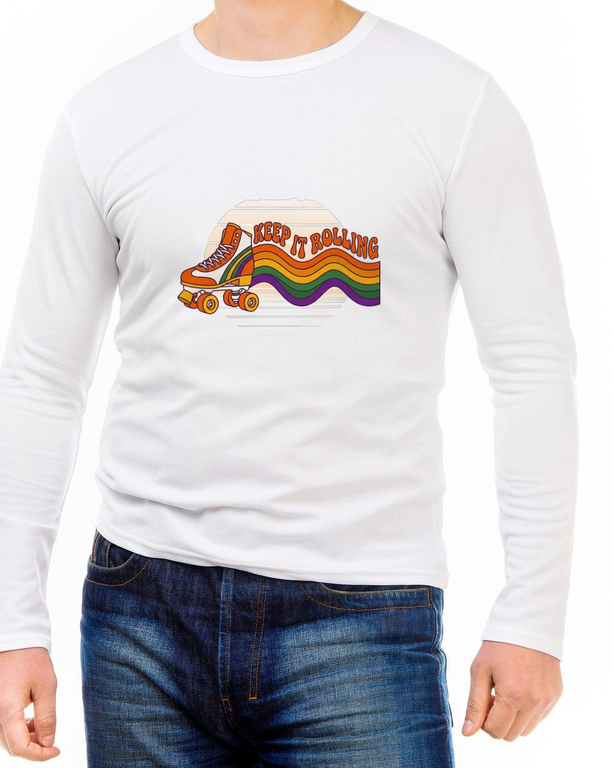 Groovy Glide Retro Roller Skate Long Sleeve — lifestyle photo