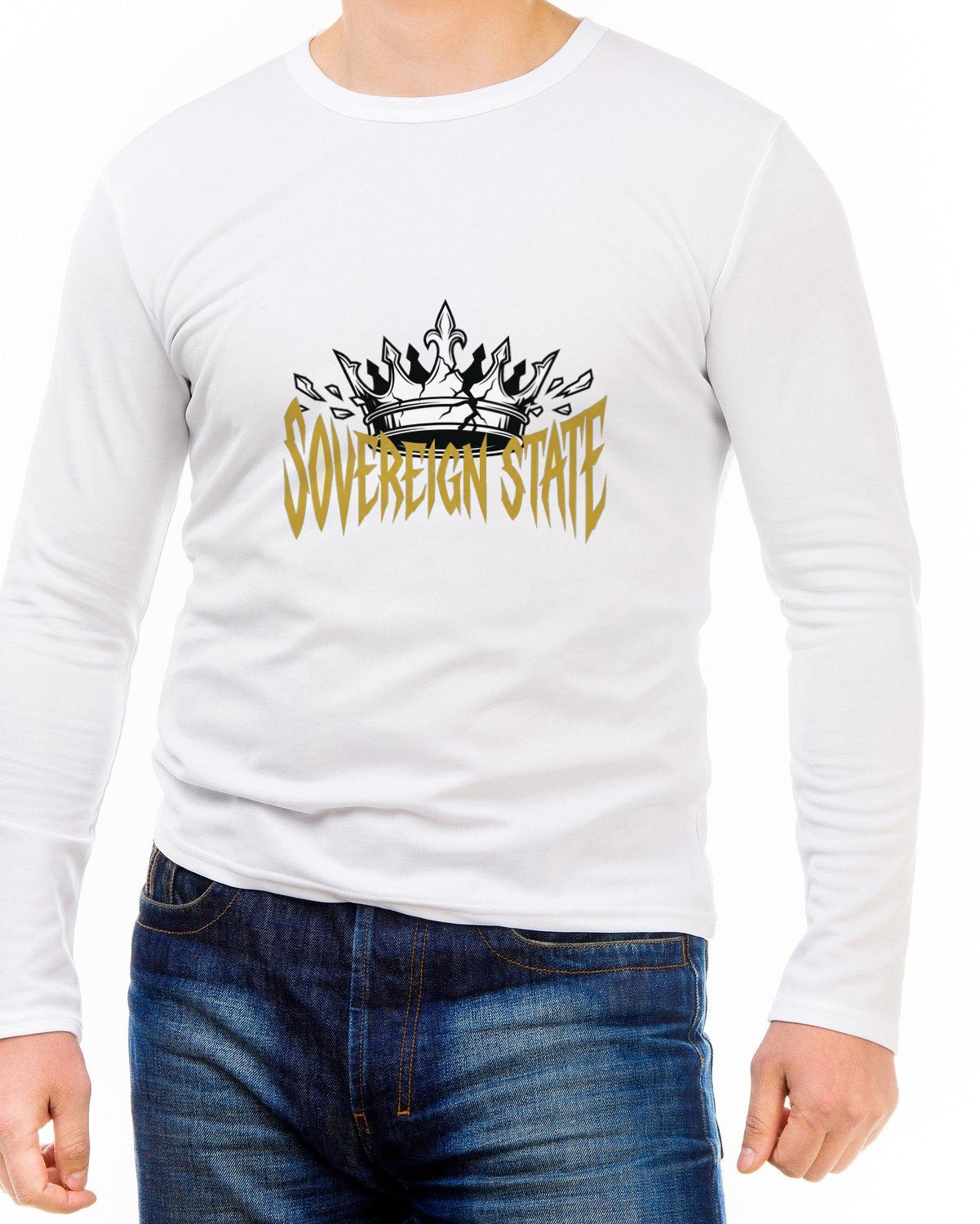 Sovereign State Shattered Crown Box Logo Long Sleeve — lifestyle photo