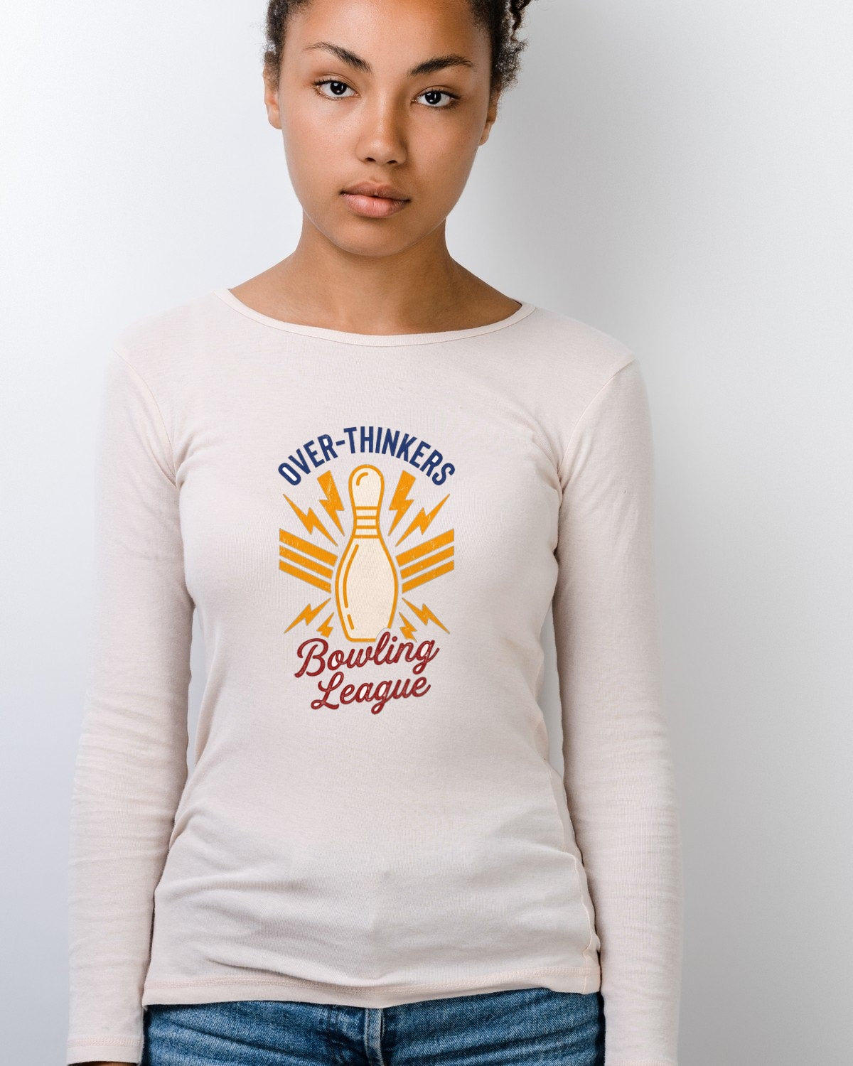 Anxiety Alley Retro Bowling Crest Long Sleeve — lifestyle photo