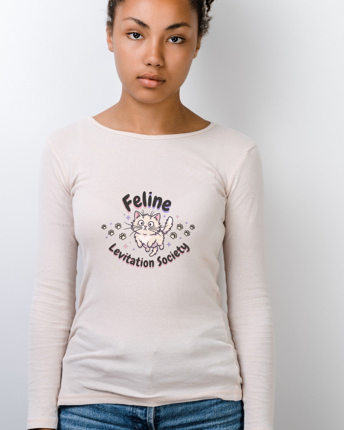 Feline Levitation Society Long Sleeve — lifestyle photo
