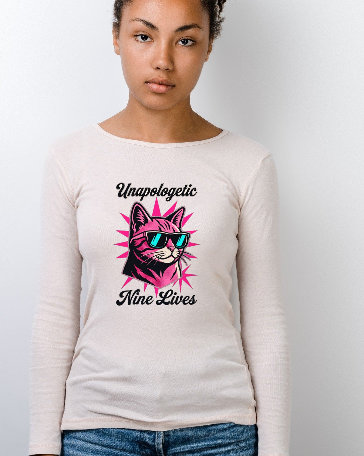 Y2K Pop Icon Rebel Feline Long Sleeve — lifestyle photo