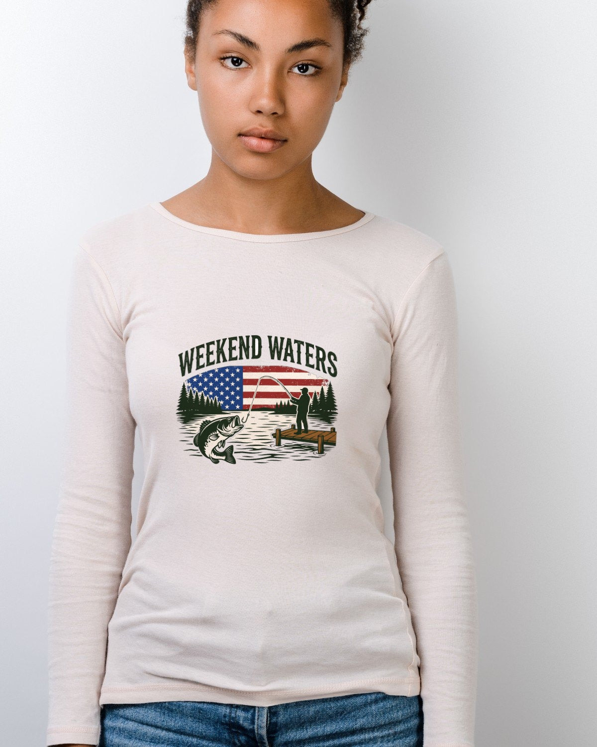 Sunrise Cast American Lake Scene Long Sleeve — lifestyle photo