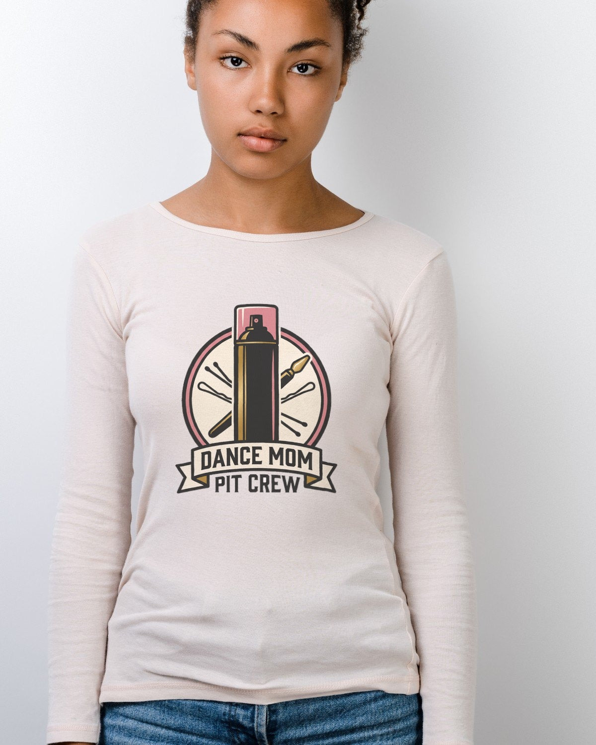 Bobby Pin Pit Crew Dance Mom Long Sleeve — lifestyle photo