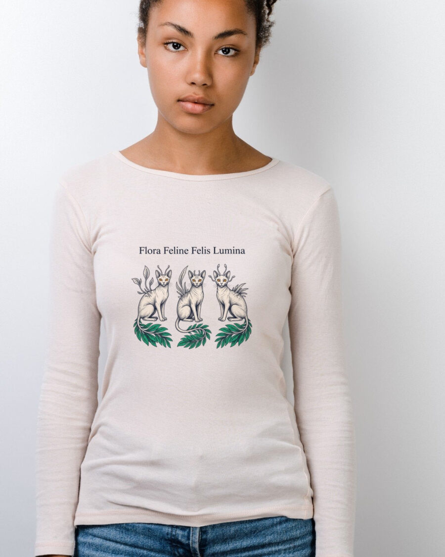Flora-Feline Species Discovery Chart Long Sleeve — lifestyle photo