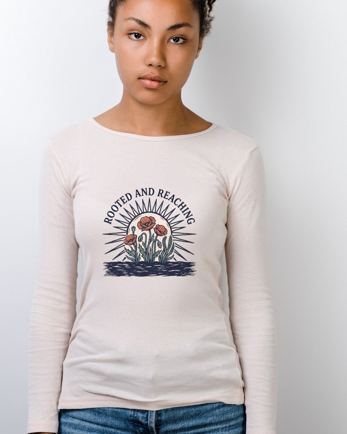 Rooted In Sunlight Carved Poppy Long Sleeve — lifestyle photo