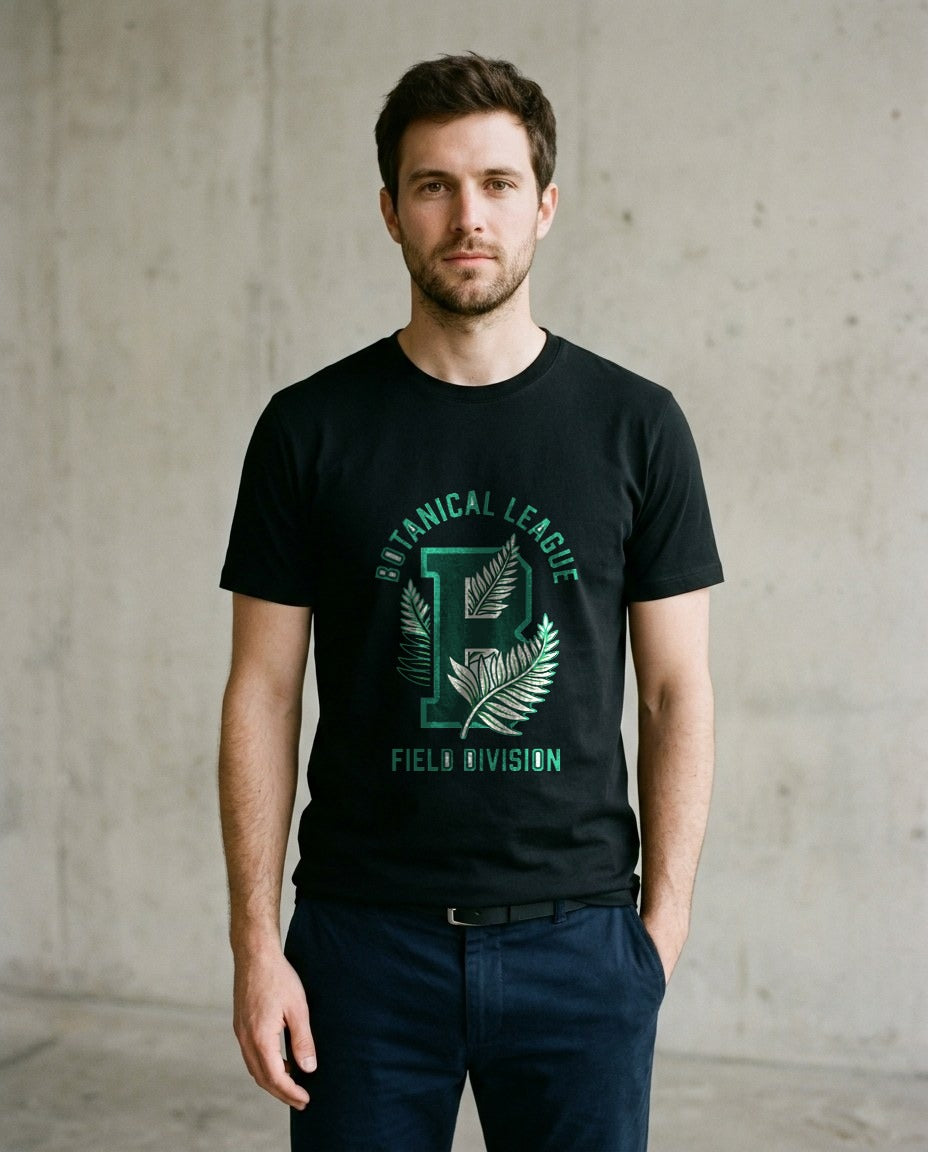 Botanical League Varsity Fern Tee — lifestyle photo