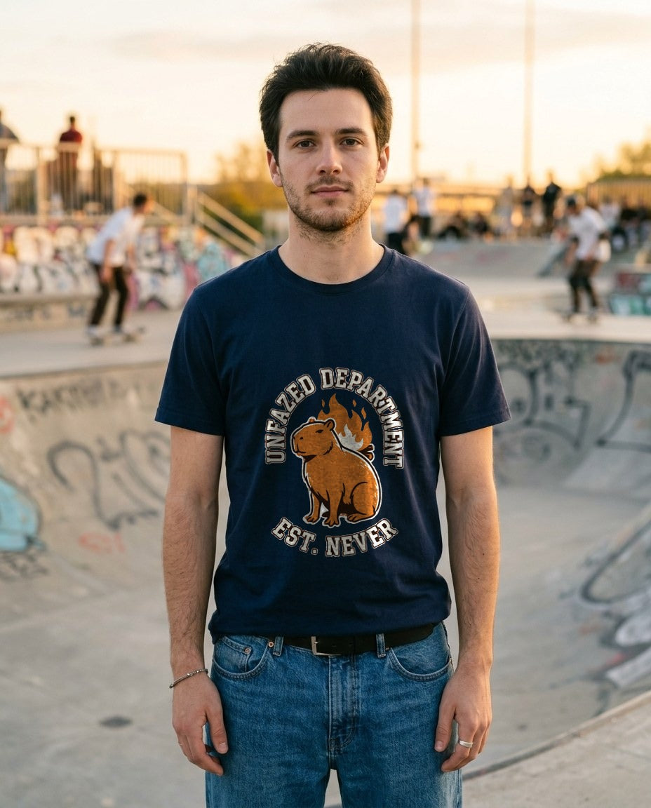 Unfazed Department Capybara Mascot — lifestyle photo