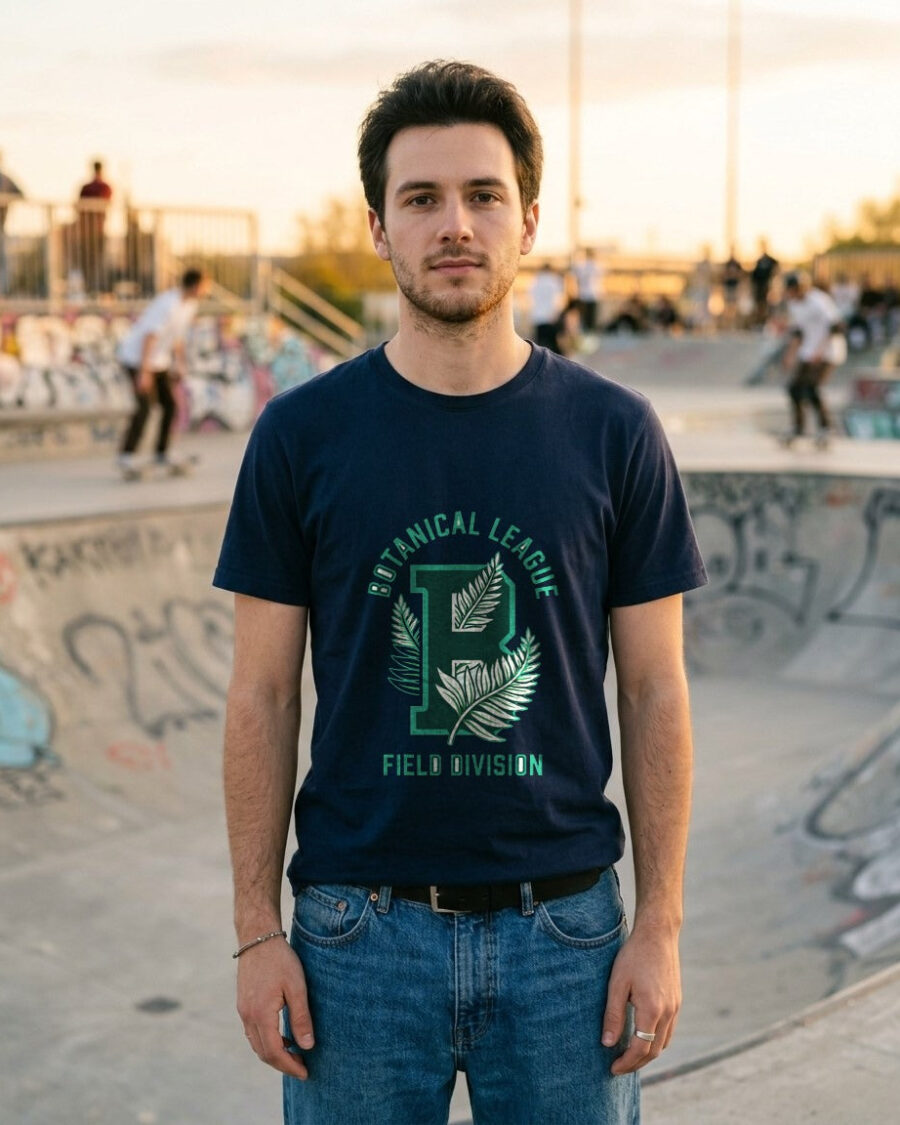 Botanical League Varsity Fern Tee — lifestyle photo