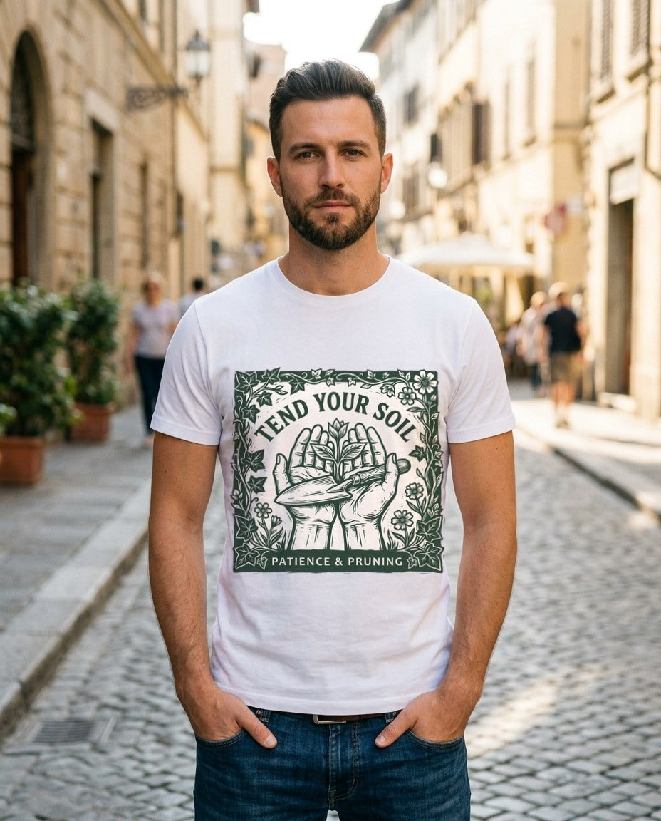 Tend Your Soil Linocut Hands — lifestyle photo