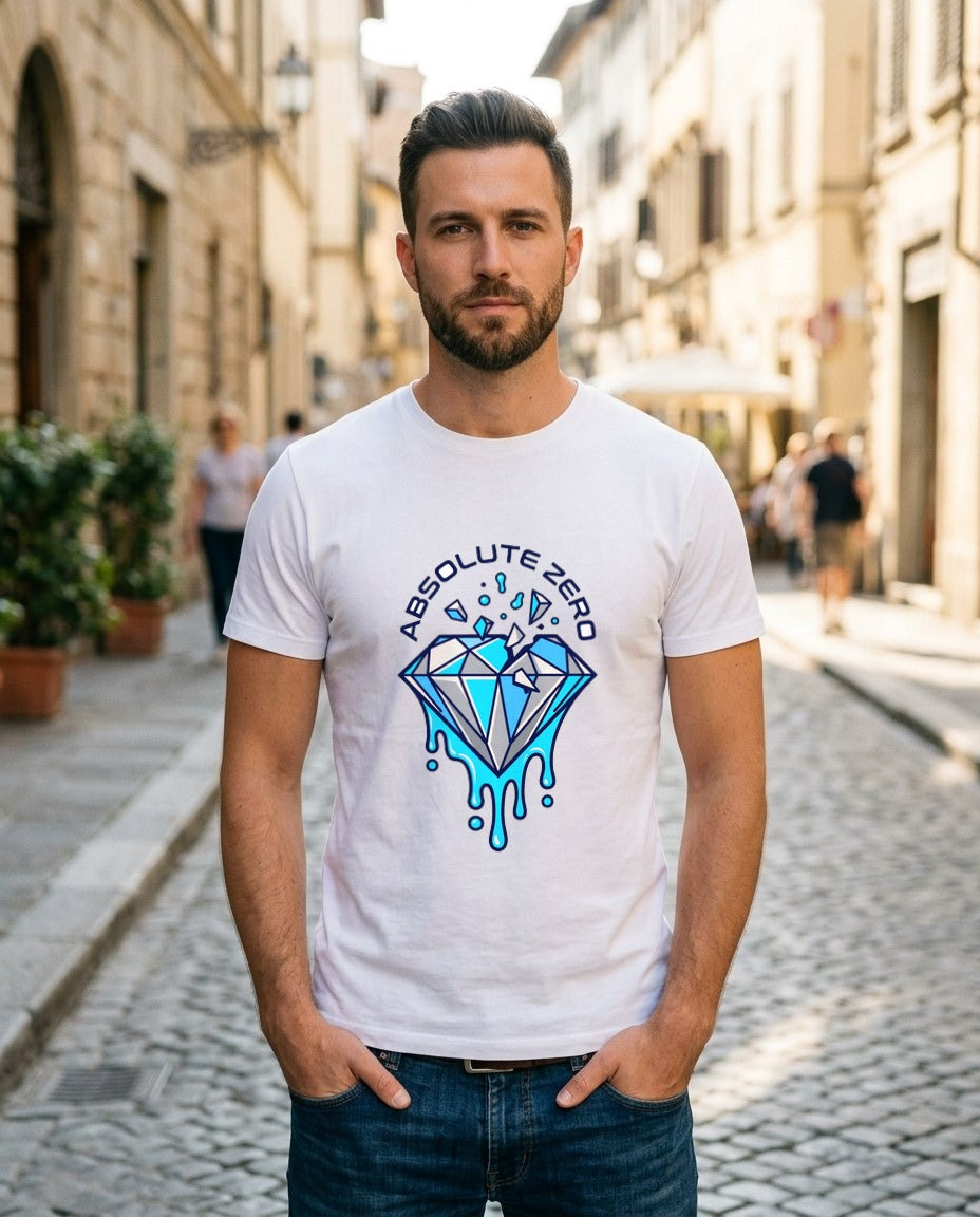 Absolute Zero Chrome Drip Tee — lifestyle photo