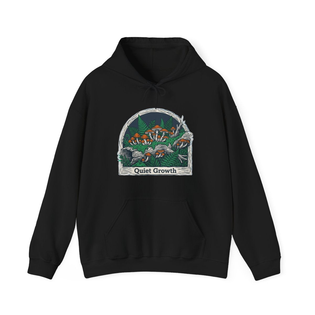 Quiet Growth Mystic Mushroom Grove Hoodie — lifestyle photo