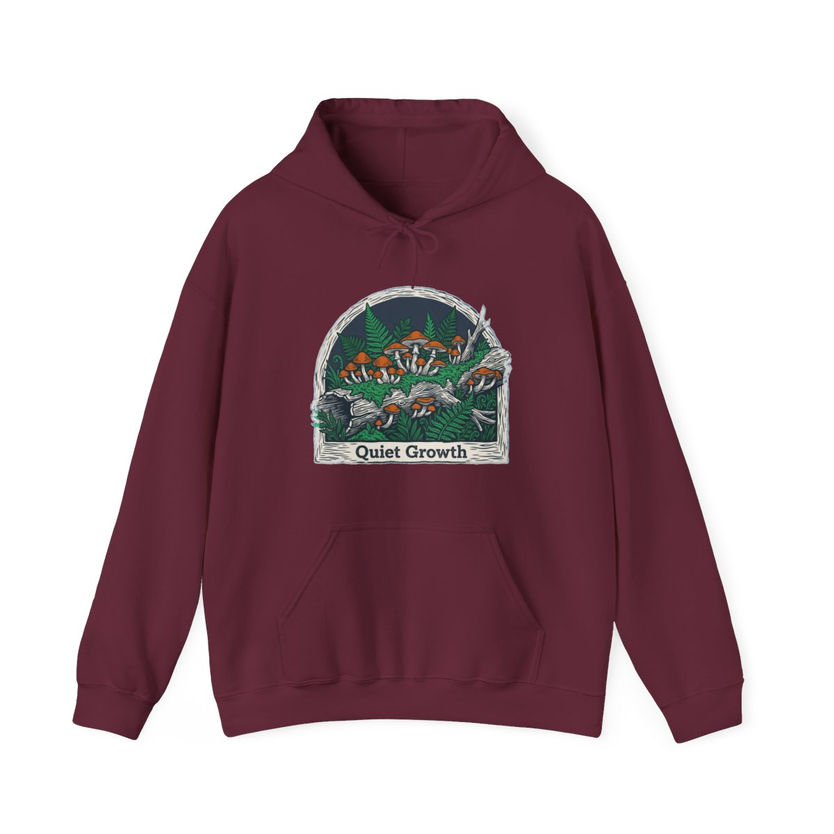 Quiet Growth Mystic Mushroom Grove Hoodie — lifestyle photo