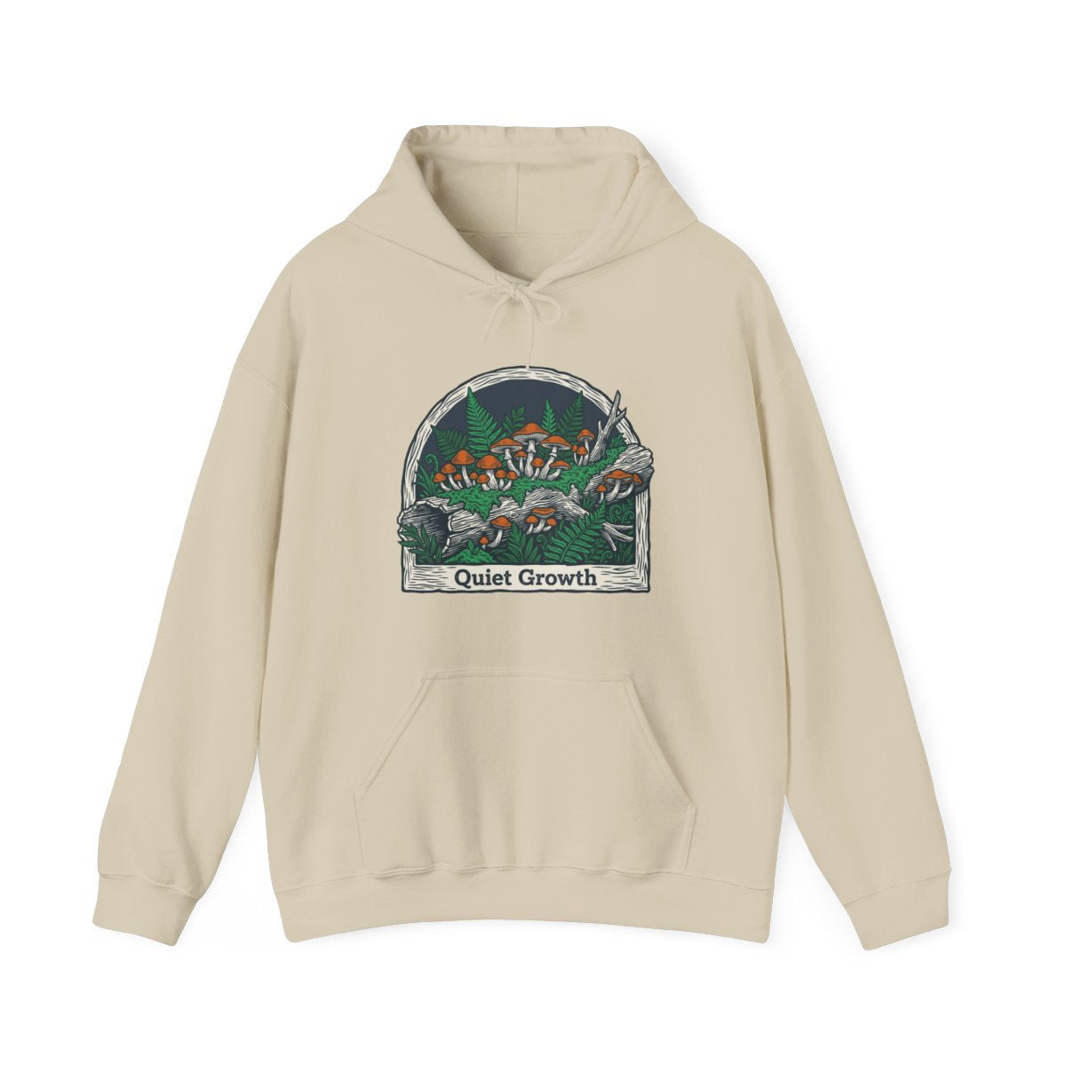 Quiet Growth Mystic Mushroom Grove Hoodie — lifestyle photo