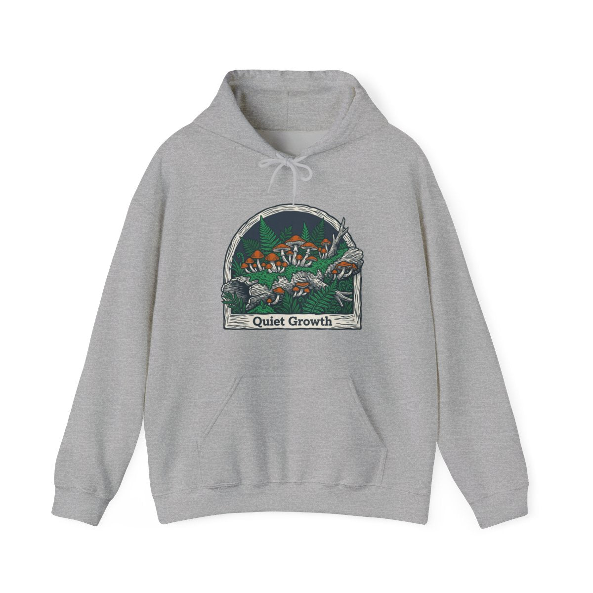 Quiet Growth Mystic Mushroom Grove Hoodie — lifestyle photo