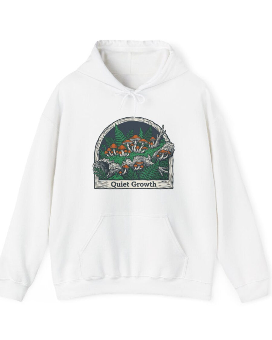Quiet Growth Mystic Mushroom Grove Hoodie — lifestyle photo
