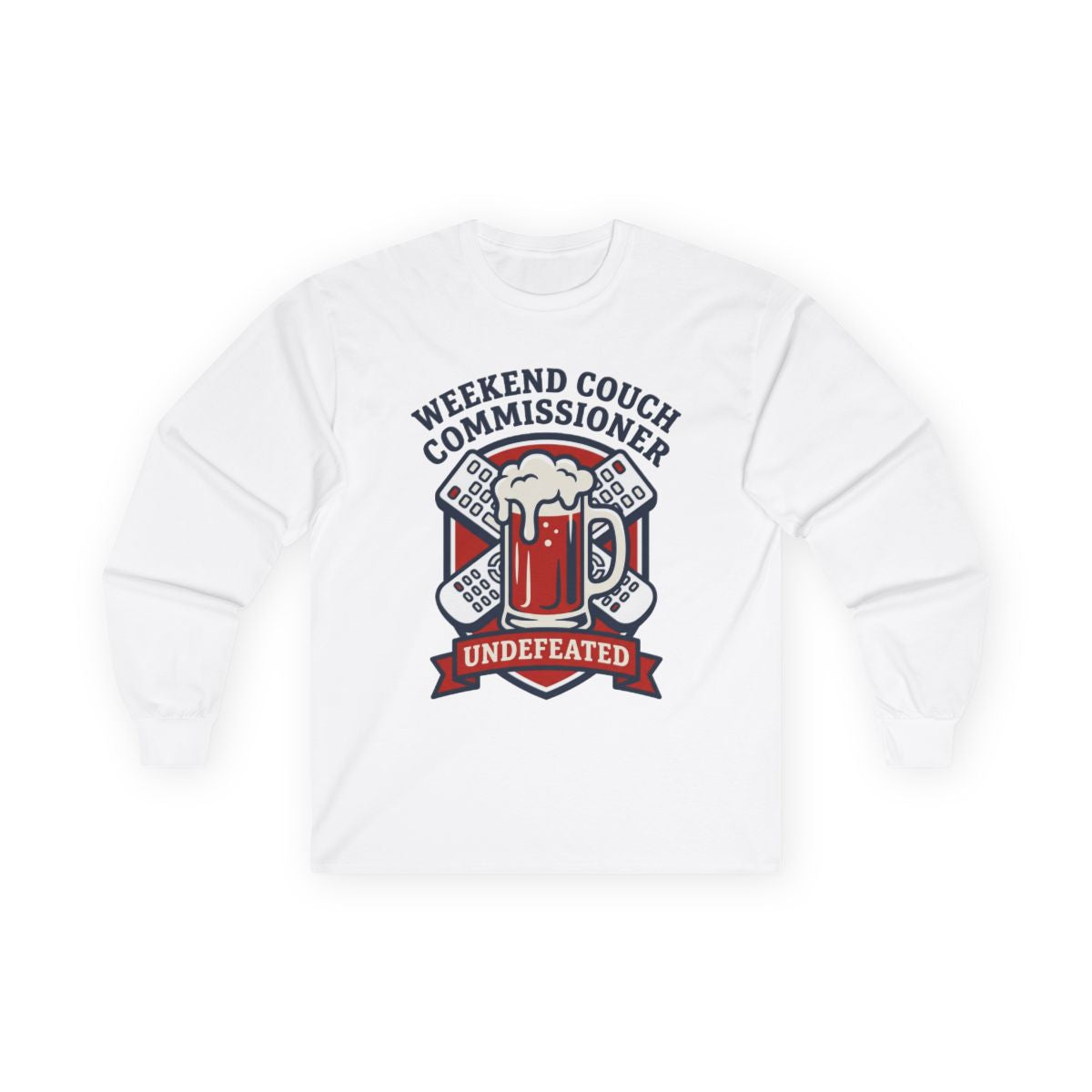 Weekend Couch Commissioner Crest Tee Long Sleeve — lifestyle photo