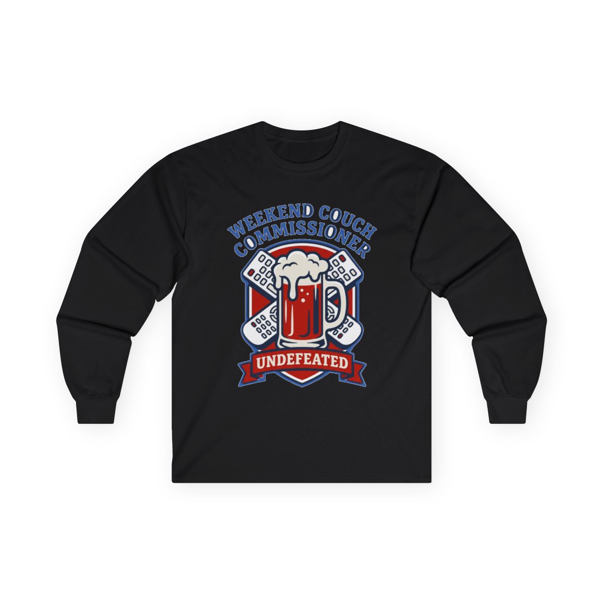 Weekend Couch Commissioner Crest Tee Long Sleeve — lifestyle photo