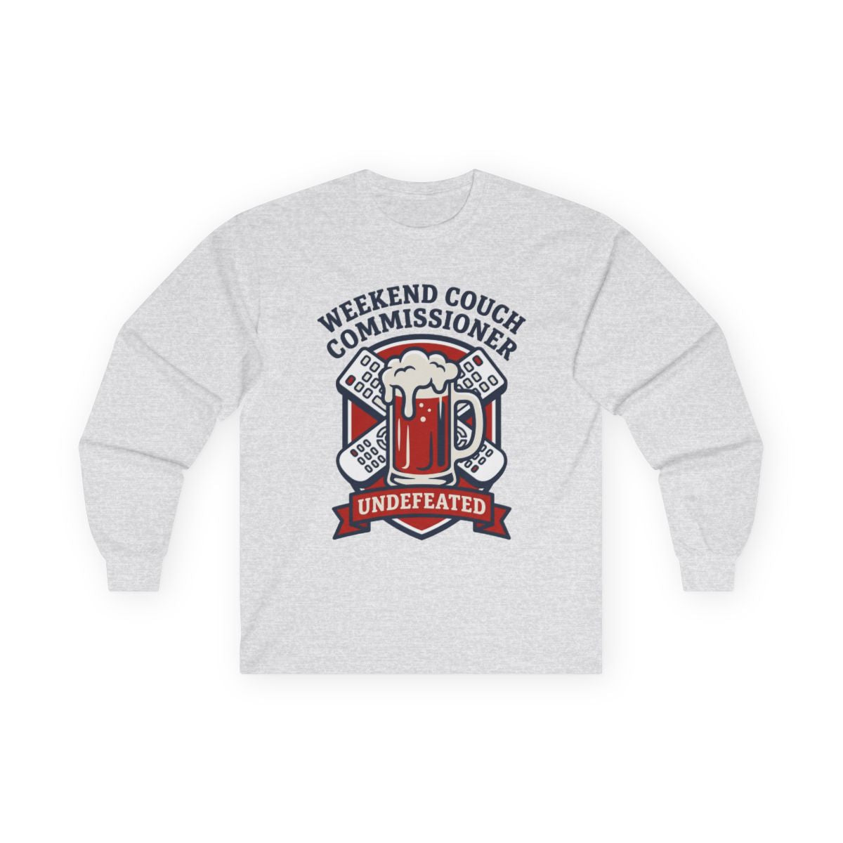 Weekend Couch Commissioner Crest Tee Long Sleeve — lifestyle photo
