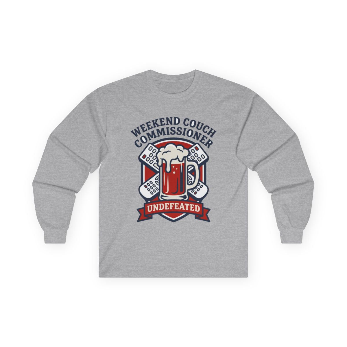 Weekend Couch Commissioner Crest Tee Long Sleeve — lifestyle photo
