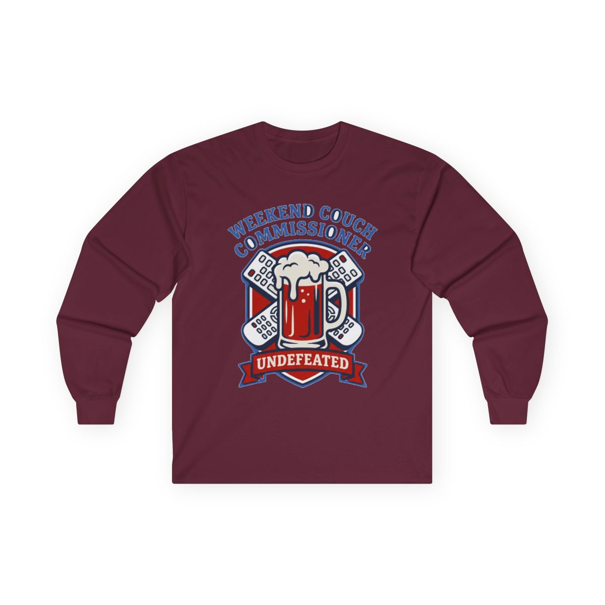Weekend Couch Commissioner Crest Tee Long Sleeve — lifestyle photo