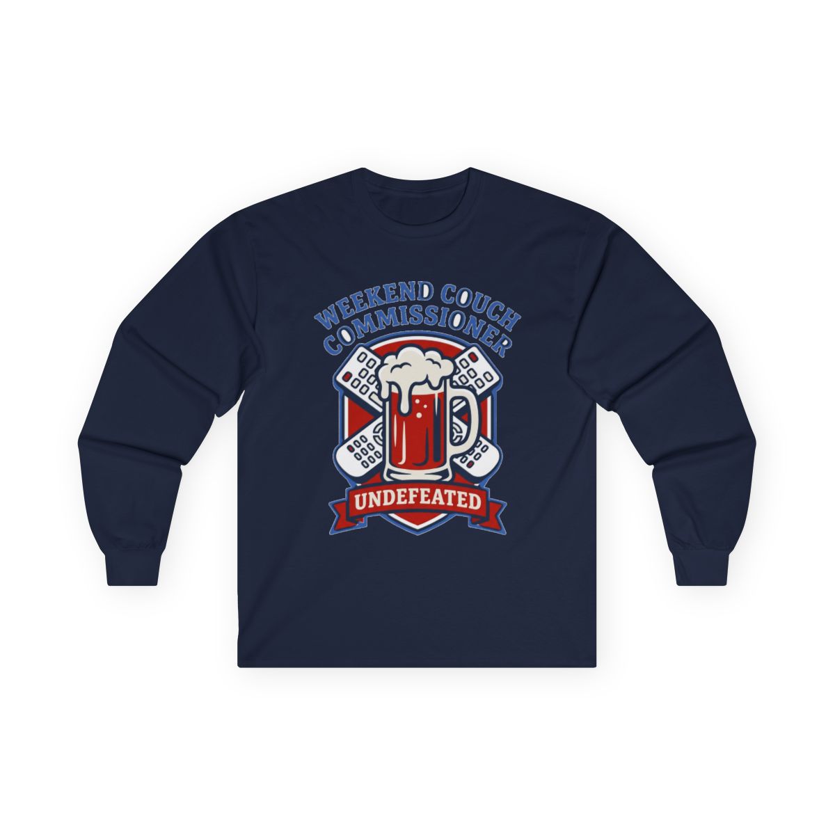 Weekend Couch Commissioner Crest Tee Long Sleeve — lifestyle photo