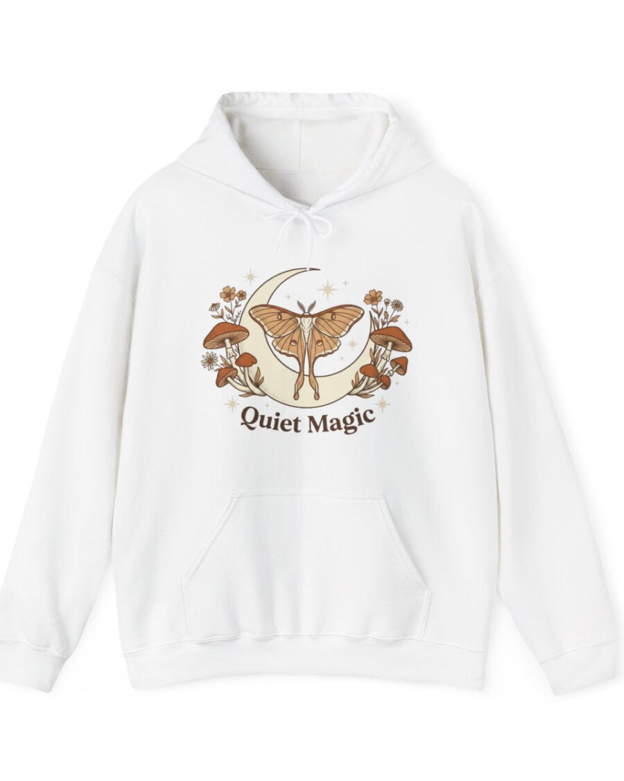 Whispers Of The Autumn Night Moth Hoodie — lifestyle photo