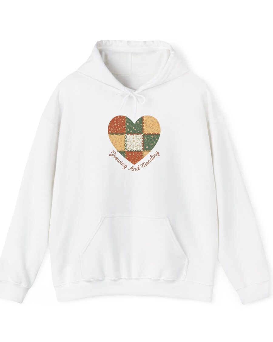 Stitched Together Patchwork Heart Hoodie — lifestyle photo