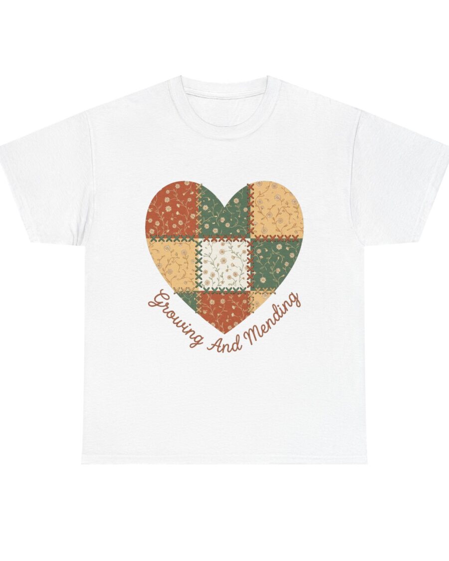 Stitched Together Patchwork Heart — lifestyle photo