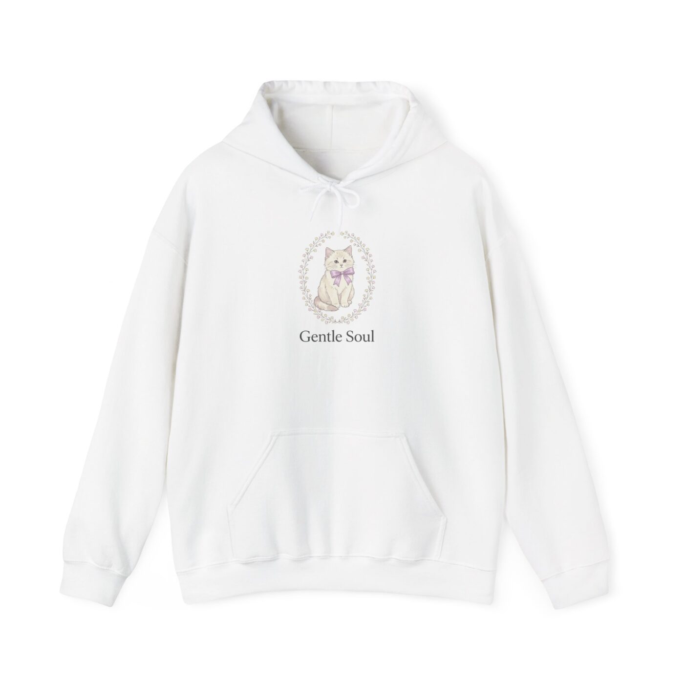 Vintage Ribbon Kitten Floral Frame Hoodie — lifestyle photo