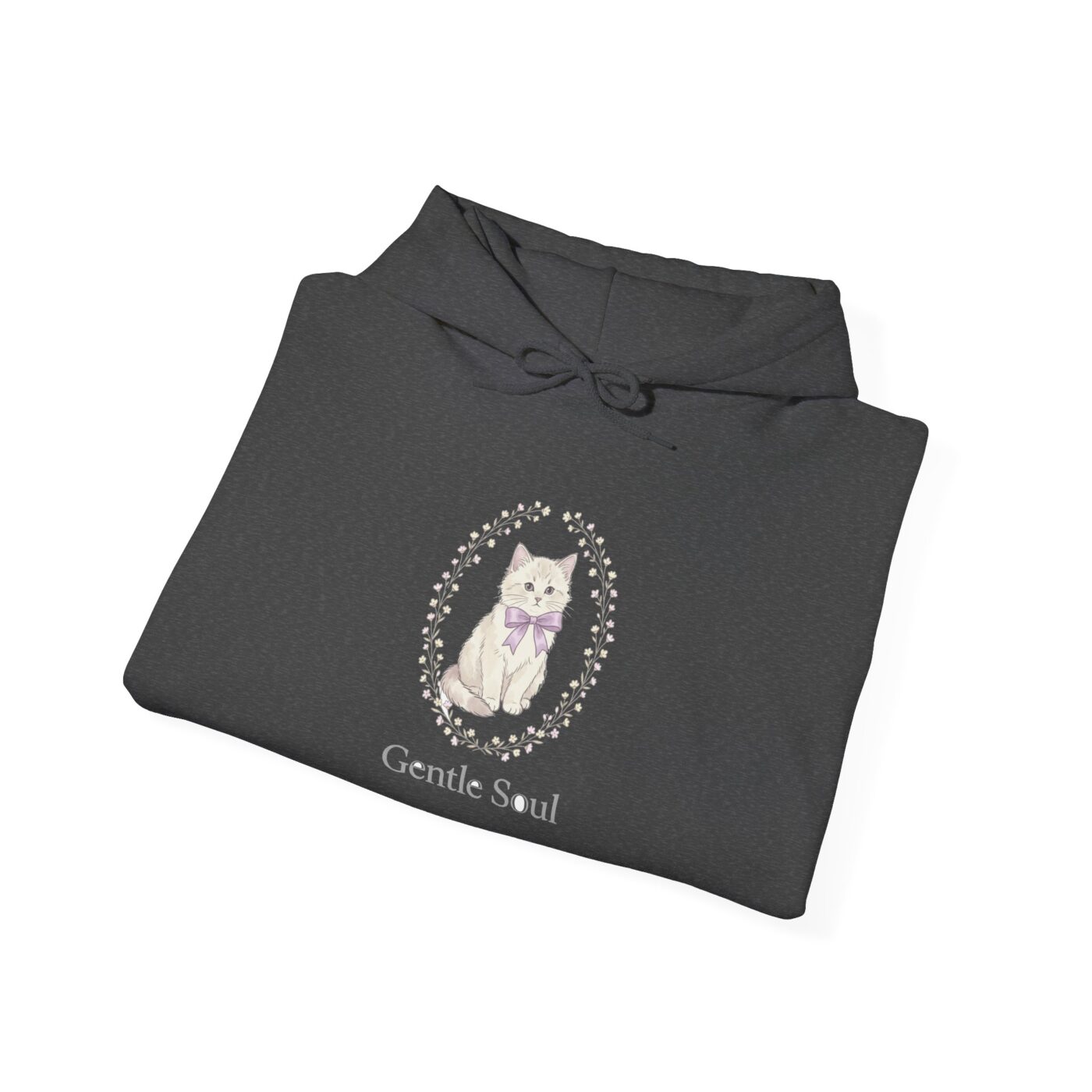 Vintage Ribbon Kitten Floral Frame Hoodie — lifestyle photo