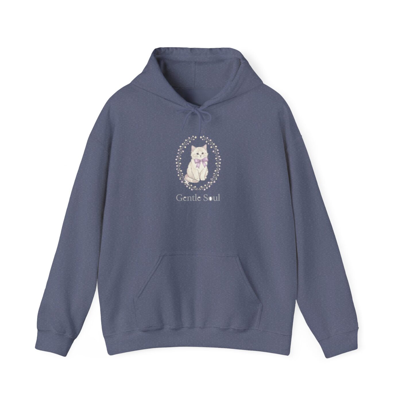 Vintage Ribbon Kitten Floral Frame Hoodie — lifestyle photo