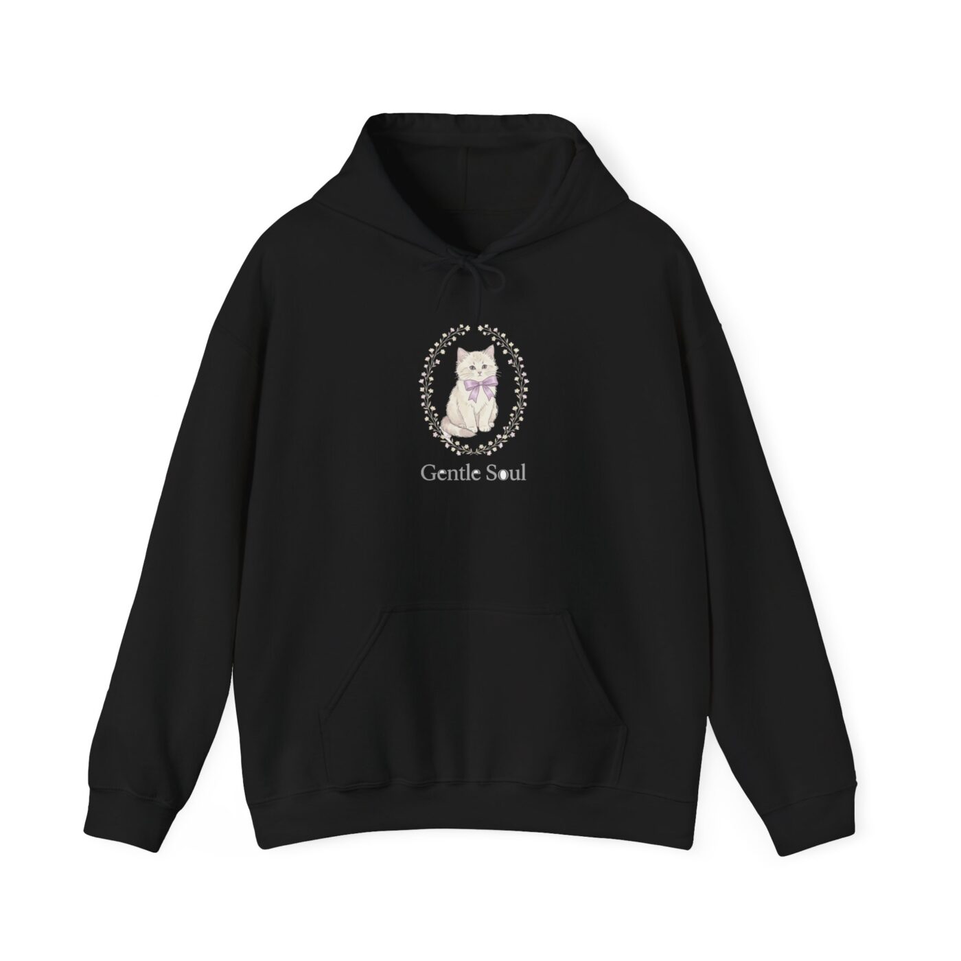 Vintage Ribbon Kitten Floral Frame Hoodie — lifestyle photo