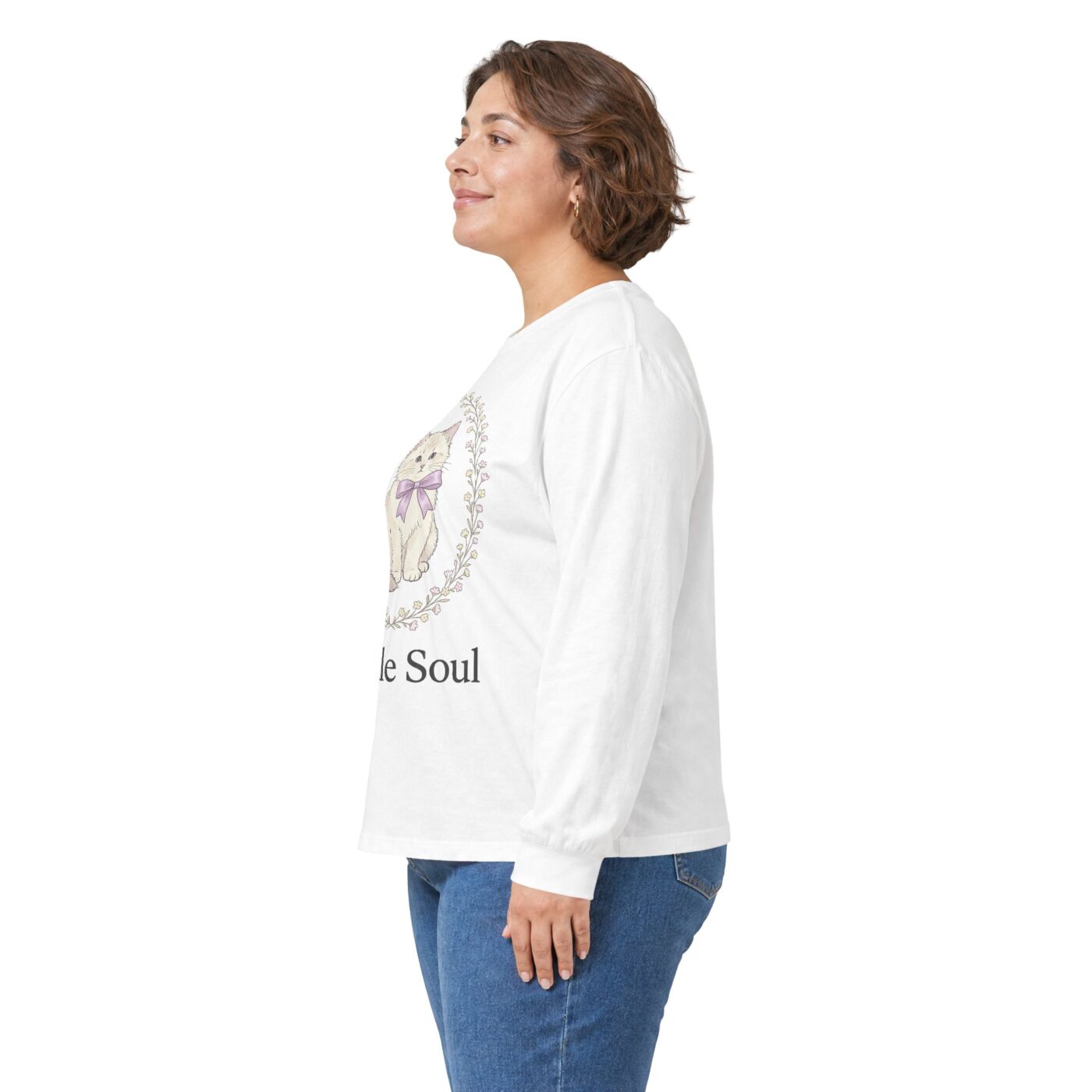 Vintage Ribbon Kitten Floral Frame Long Sleeve — lifestyle photo
