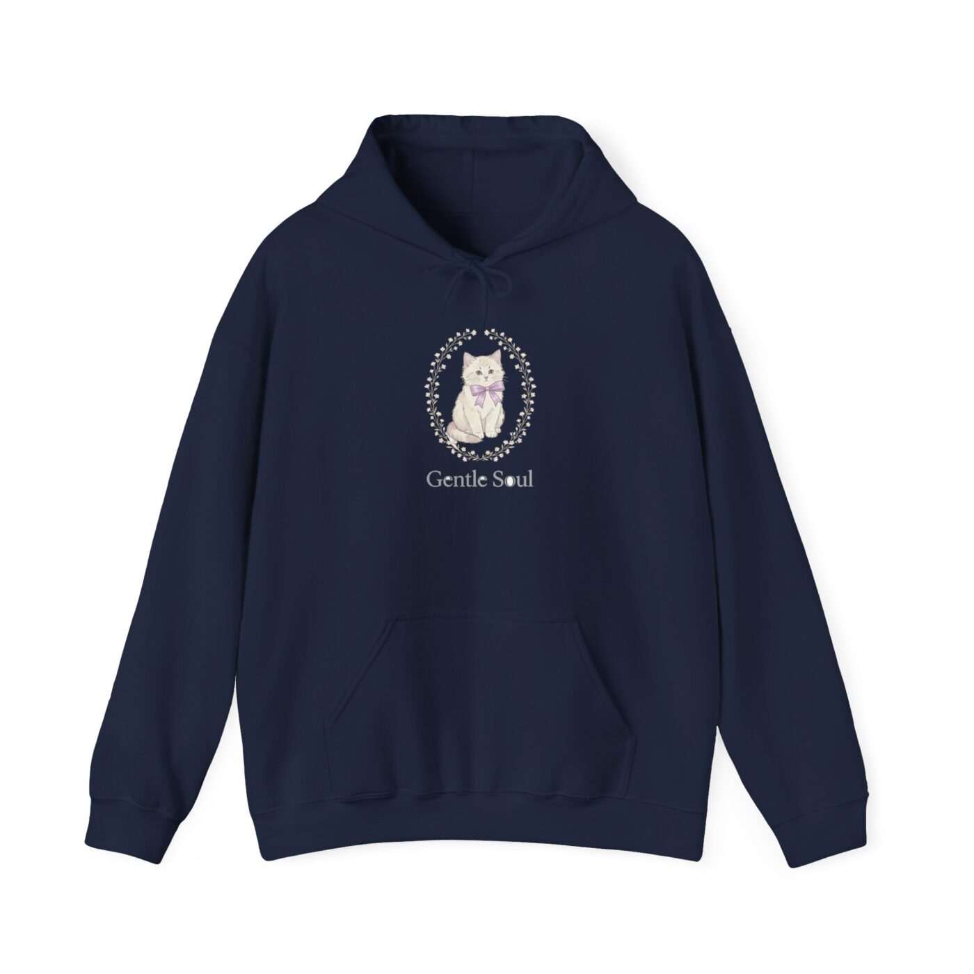 Vintage Ribbon Kitten Floral Frame Hoodie — lifestyle photo