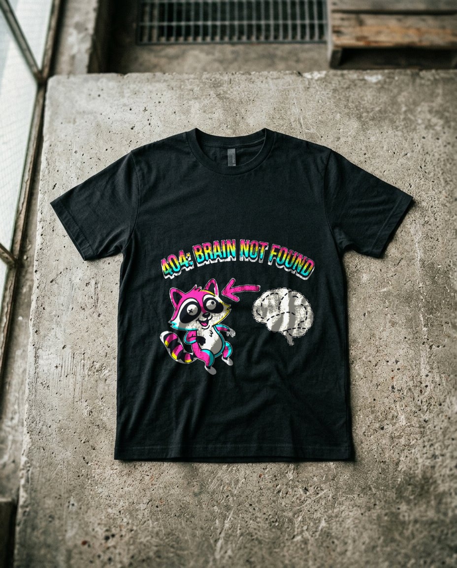 404 Brain Not Found Raccoon — lifestyle photo
