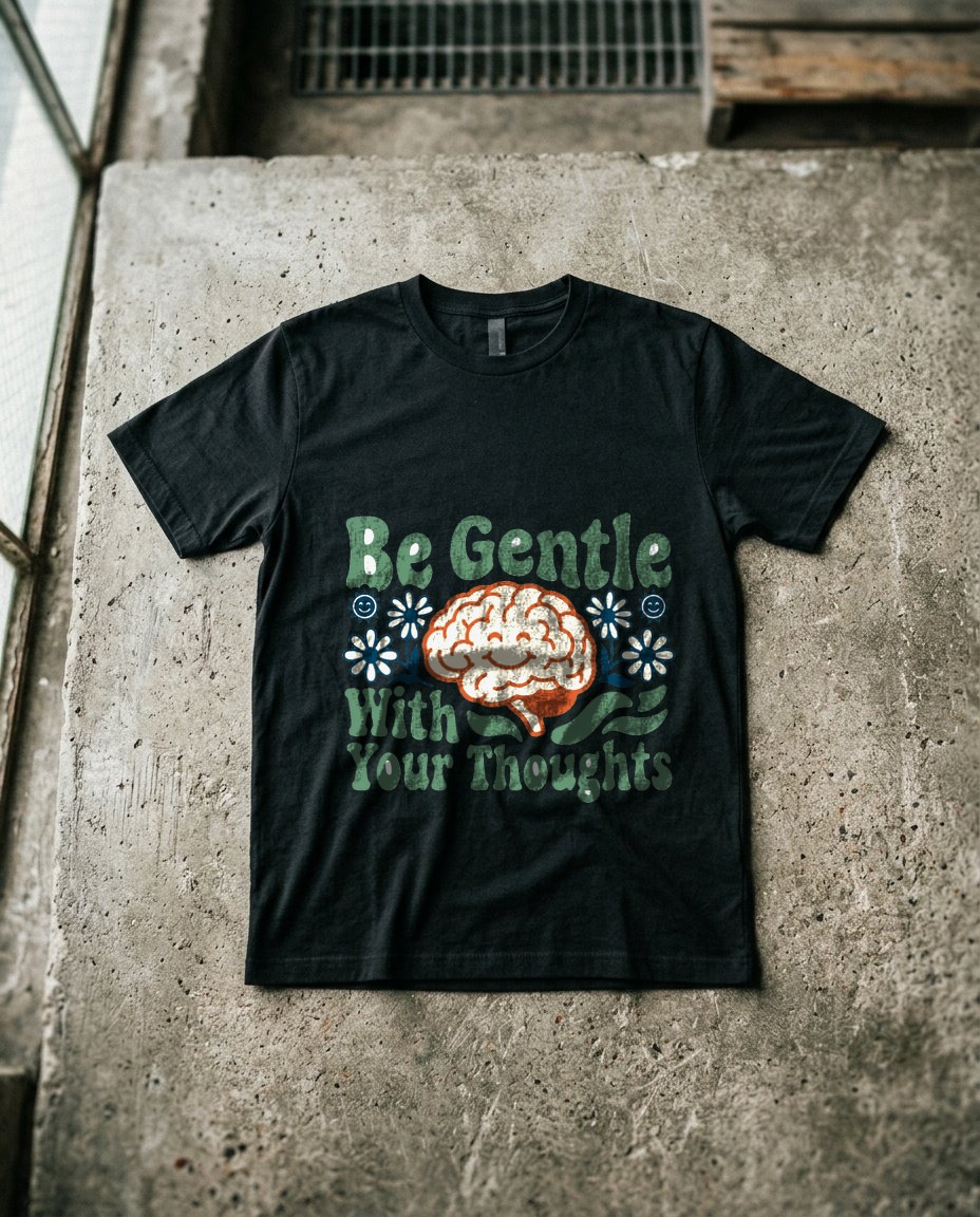 Gentle Thoughts Wavy Brain Mascot — lifestyle photo