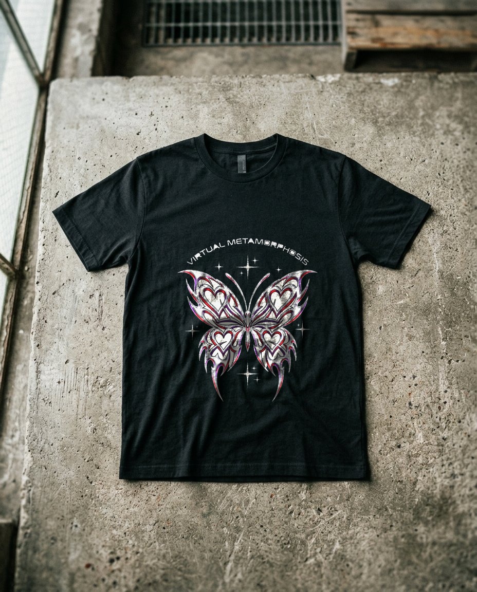 Virtual Metamorphosis Chrome Butterfly — lifestyle photo