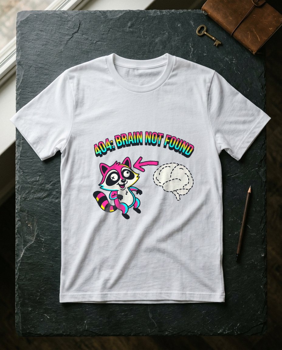404 Brain Not Found Raccoon — lifestyle photo