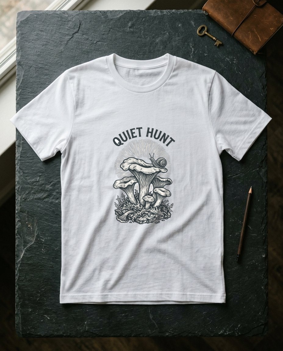 Quiet Hunt Linocut Chanterelle — lifestyle photo