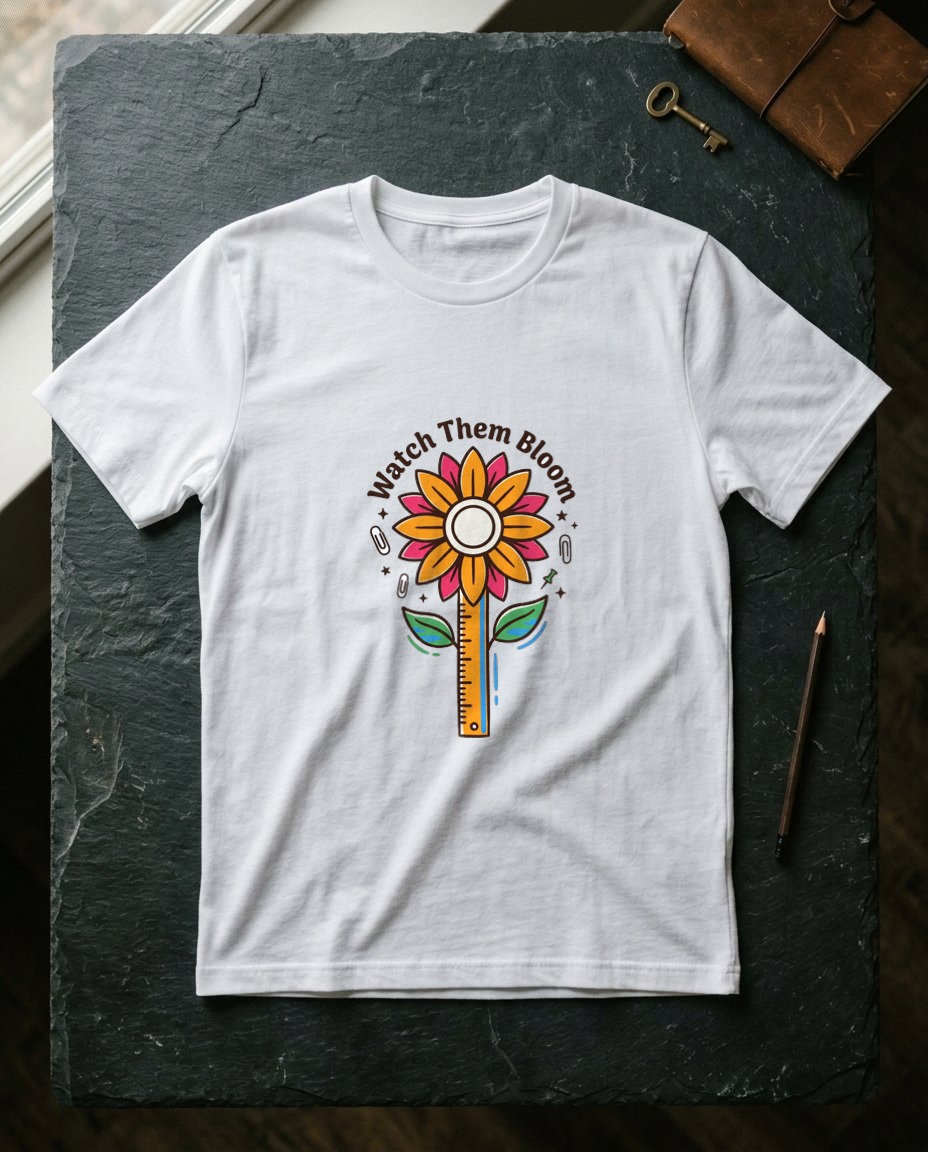 Growing Minds Sunflower Ruler Tee — lifestyle photo